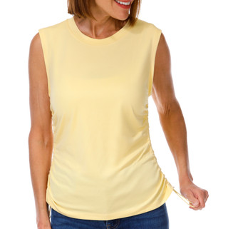 Thumbnail 1: DKNY Women's Sleeveless Side Ruched Pique Top 