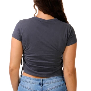 Thumbnail 2: COASTAL DREAMER Juniors' Short Sleeve Side Ruched Graphic Tee 
