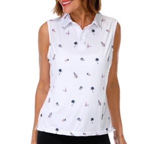 Thumbnail 1: Kolven Women's Sleeveless Printed Golf Polo 