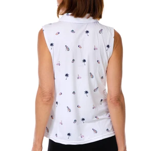 Thumbnail 3: Kolven Women's Sleeveless Printed Golf Polo 