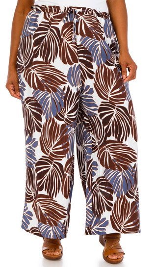 Thumbnail 1: Kaktus Couture Women's Plus Drawstring Wide Leg Pants 