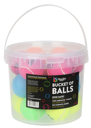 Thumbnail 1: Spunky Pup 20-Count Tennis Ball Bucket Dog Toys 