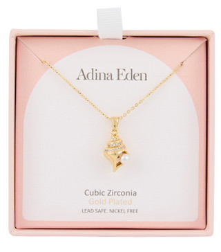 Thumbnail 1: ADINA EDEN Gold Plated Conch Shell Pendant Necklace 