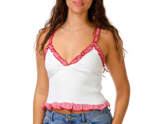 Thumbnail 1: ANWND Juniors' Smocked Eyelet Tank Top 