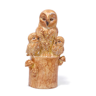 Thumbnail 1: Autumn Gatherings 11 in Resin & Wood Mom & Baby Owl Figurine 