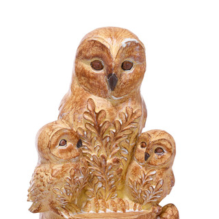 Thumbnail 2: Autumn Gatherings 11 in Resin & Wood Mom & Baby Owl Figurine 