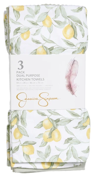 Thumbnail 1: Jessica Simpson 3-Piece Lemon Tree Kitchen Towel Set 