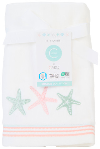 Thumbnail 1: Caro Home Starfish Coastal 2-Piece Tip Towel Set 