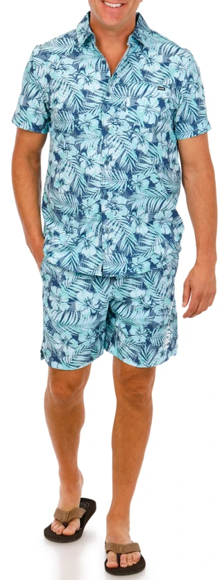 Thumbnail 4: Hurley Men's 2 Pc Palm Print Swim Shorts Set 