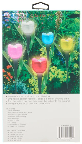 Thumbnail 2: BYTECH Solar Powered Tulip Stake Lights, Set of 5 
