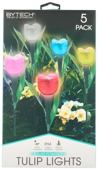 Thumbnail 1: BYTECH Solar Powered Tulip Stake Lights, Set of 5 