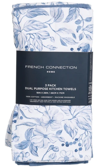 Thumbnail 1: French Connection 3-Pack Dual Purpose Kitchen Towels 
