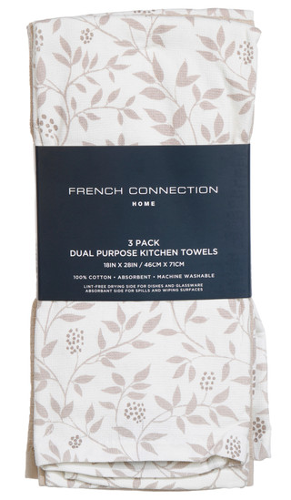 Thumbnail 1: French Connection 3-Pack Solena Dual Purpose Kitchen Towels 
