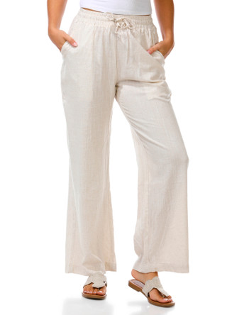 Thumbnail 1: LOVEGEN Juniors' Linen Wide Leg Drawstring Pants 