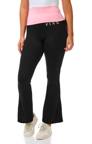 Thumbnail 1: PINK LONDON Juniors' Foldover Flare Active Pants 