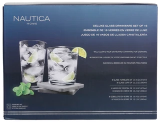 Thumbnail 4: Nautica 16-Piece Deluxe Glass Drinkware Set 