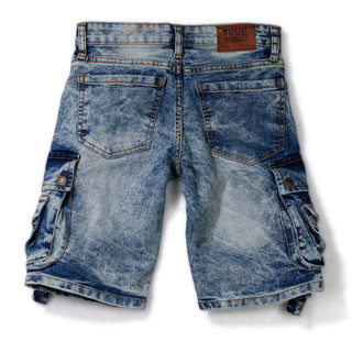Thumbnail 2: True Indigo Boys' Cargo Denim Shorts with Flap Pockets 
