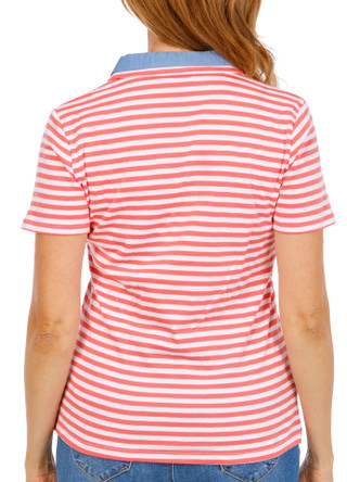 Thumbnail 2: Nautica Women's Short Sleeve Stripe Double Collar Top 