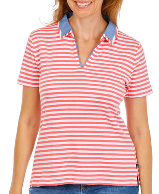 Thumbnail 1: Nautica Women's Short Sleeve Stripe Double Collar Top 