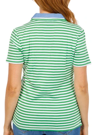 Thumbnail 2: Nautica Women's Short Sleeve Stripe Double Collar Top 