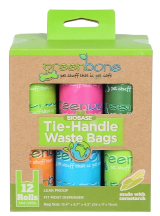 Thumbnail 1: Green Bone 12-Roll Tie-Handle Waste Bags 