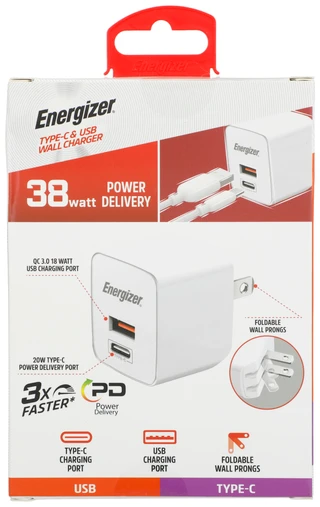 Thumbnail 2: Energizer 38W Type-C & USB Wall Charger 