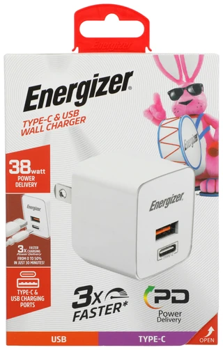 Thumbnail 1: Energizer 38W Type-C & USB Wall Charger 