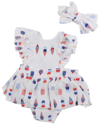 Thumbnail 1: Baby Essentials Baby Girls 3 Pc Americana Romper Set 