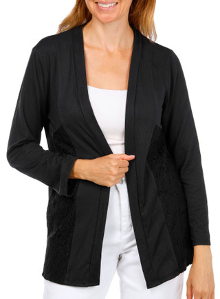Thumbnail 2: Ny Collection Women's 3Q Lace Panel Cardigan 