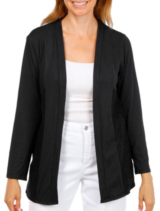Thumbnail 1: Ny Collection Women's 3Q Lace Panel Cardigan 