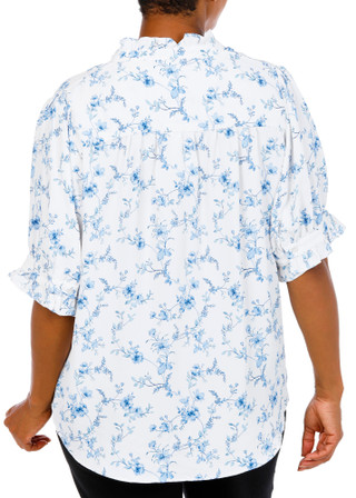 Thumbnail 2: Premise Women's Plus Button Front Ruffle Neck Top 