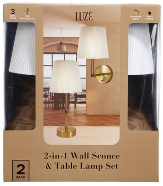 Thumbnail 1: LUZE 2-in-1 Wall Sconce & Table Lamp Set 