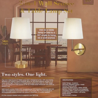 Thumbnail 2: LUZE 2-in-1 Wall Sconce & Table Lamp Set 