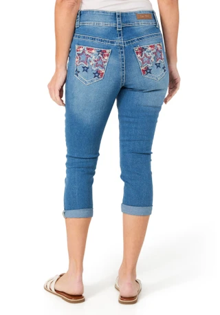Thumbnail 2: COPPERFLASH Women's Petite Denim Capri Pants 