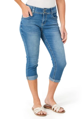 Thumbnail 3: COPPERFLASH Women's Petite Denim Capri Pants 