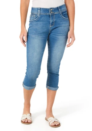 Thumbnail 1: COPPERFLASH Women's Petite Denim Capri Pants 