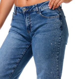 Thumbnail 3: GOGO JEANS Juniors' Side Rhinestone Wide Leg Jeans 
