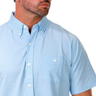 Thumbnail 2: Weatherproof Vintage Men's Short Sleeve Stretch Seersucker Shirt 