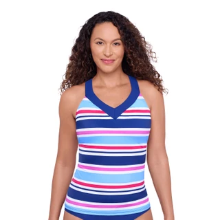 Thumbnail 1: American Beach Sailor Stripe Ring Back Tankini Top 