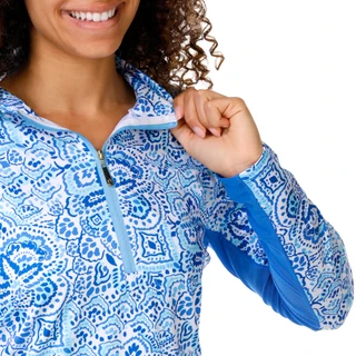 Thumbnail 2: CABANA LIFE Quarter Zip Long Sleeve Sport Top 