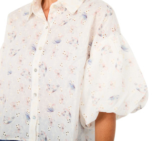 Thumbnail 3: Liv Women's Eyelet Embroidered Button-Front Top 
