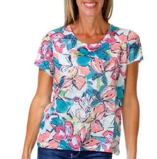Thumbnail 1: Milano Women's Short Sleeve Slub Crewneck Top 