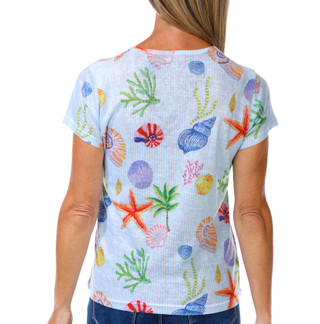 Thumbnail 2: Milano Women's Short Sleeve V-Neck Slub Top 