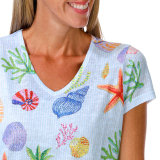 Thumbnail 3: Milano Women's Short Sleeve V-Neck Slub Top 