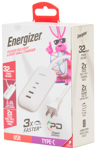Thumbnail 1: Energizer 32W 4-Port Wall Charger with 3 Ft. Cable 