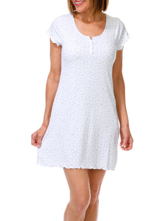 Thumbnail 1: Laura Ashley Women's Rib Knit Henley Sleepshirt 