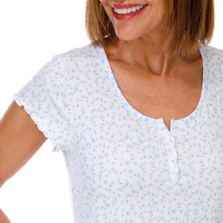 Thumbnail 3: Laura Ashley Women's Rib Knit Henley Sleepshirt 