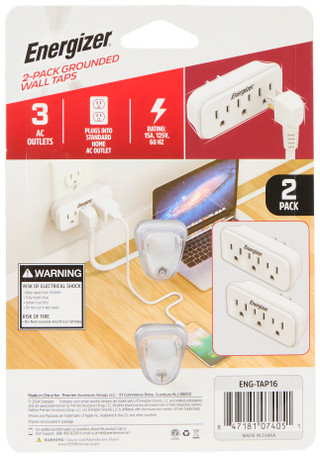 Thumbnail 2: Energizer 2-Pack 3-Outlet Grounded Wall Taps 