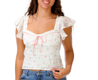 Thumbnail 1: LUSH Juniors' Ruffle Sleeve Smocked Top 
