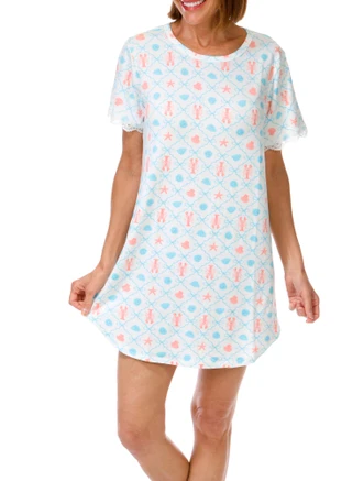 Thumbnail 1: FLORA Women's Short Sleeve Nightshirt 